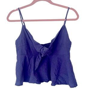Shein Spaghetti Playful Peplum Crop Top Blue with bow tie in front Size Large